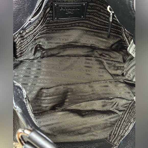 Official PRADA gun metal black leather handbag bag purse like new designer w bag - Picture 6 of 13